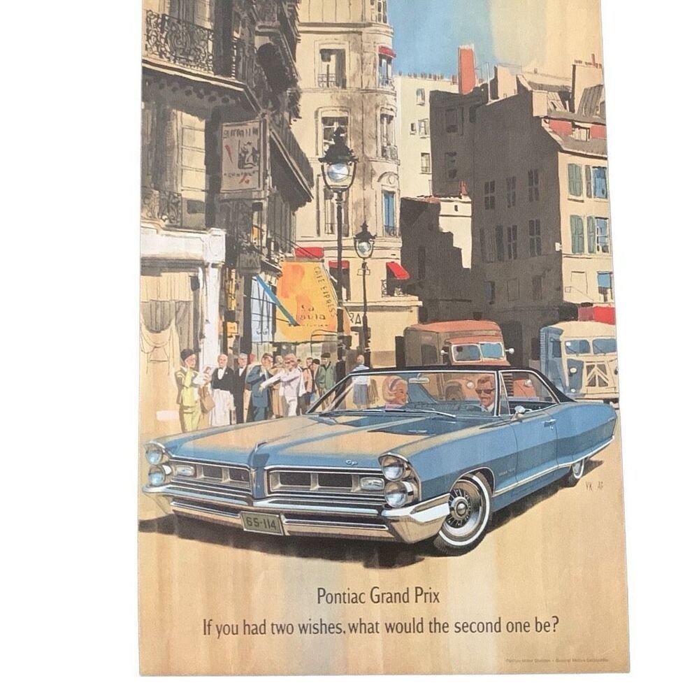 Vintage 1965 Pontiac Grand Prix Two Wishes Ad Advertisement